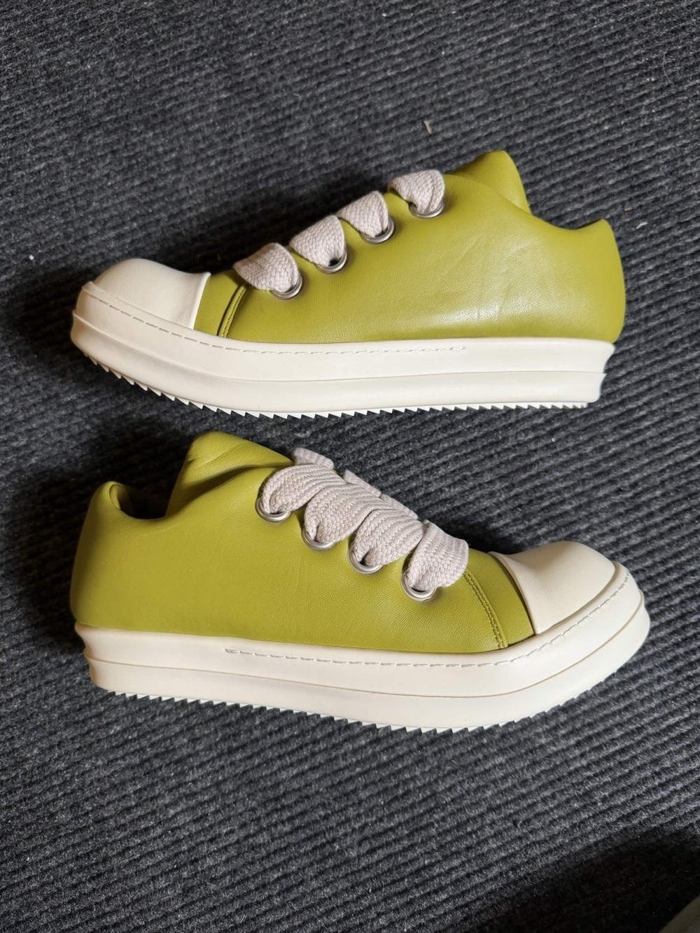 Rick Owens Luxor Jumbo Padded Jumbo Lace Ramones - Acid Green Sizes EU 40,42